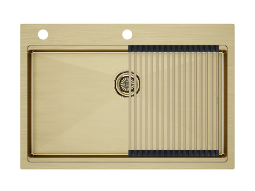 Кухонная мойка Paulmark PM707551-BG+R405-BG 75х50 цвет золото поверхность брашированная